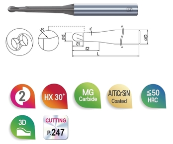 <span>2BTE</span> 2F Ball Endmill-Tapered Neck-Economic